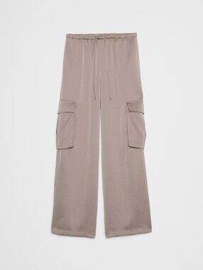 Banana Republic Factory Wide-Leg Mid-Rise Satin Pull-On Cargo Pant Set